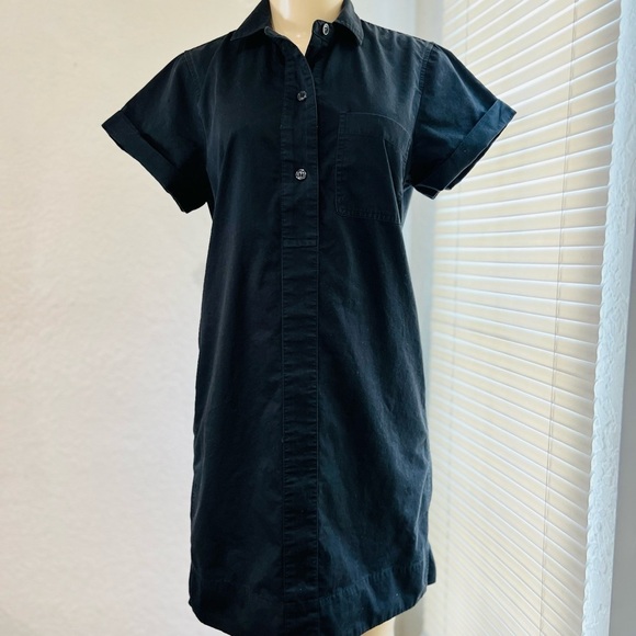 J Crew Short Sleeve Cotton Shirt Dress in Bkack - Picture 3 of 13